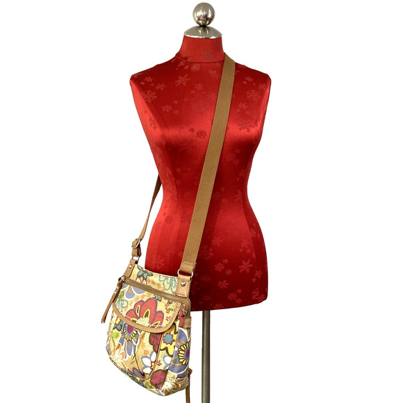 Vintage Fossil Crossbody Bag Boho Style Purse Canvas Multicolor Adjustable Strap - Picture 3 of 16